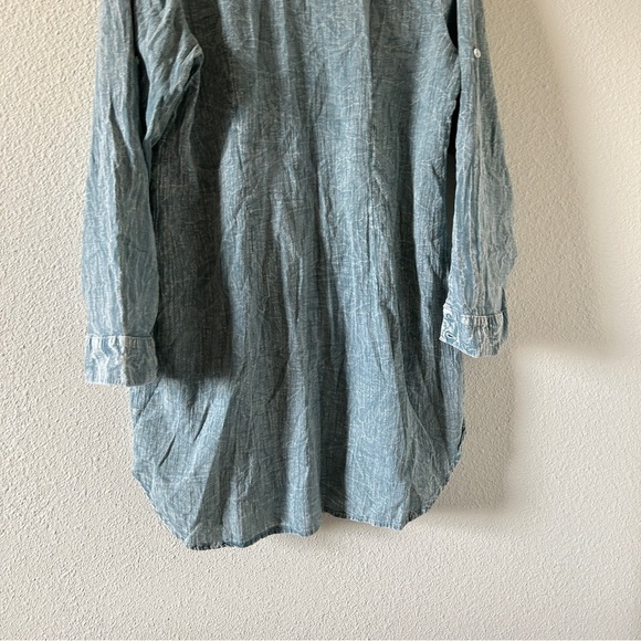 Mr. Buho Acid Wash Button up Tunic Dress light Blue Women’s Large Boho Festival - Picture 8 of 9